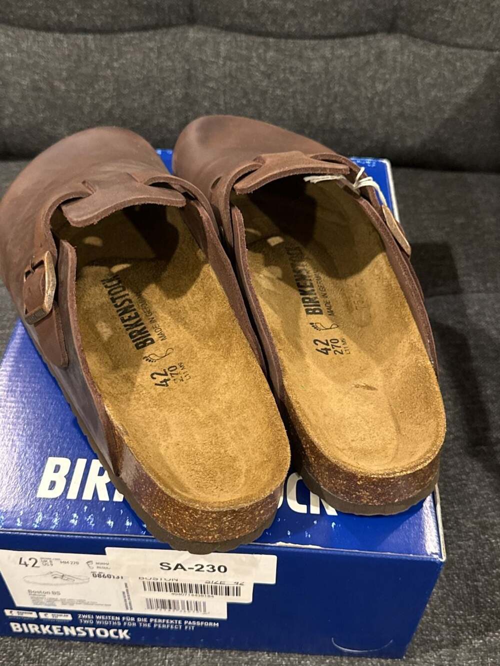 Birkenstock Boston BS Oiled Leather Clogs in Habana - 9M regular width - Picture 3 of 8